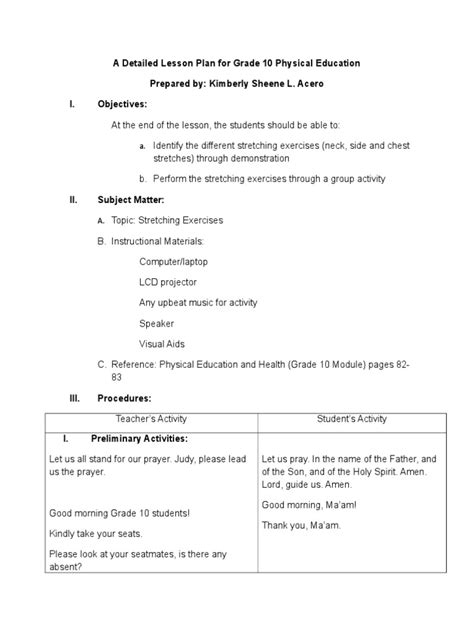 semi detailed lesson plan in physical education grade 10|Physical Education DLP .